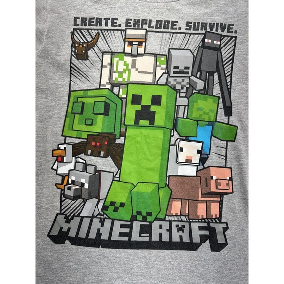 Minecraft Shirt Youth Medium Create Explore Survive Video Game Characters Tee - Picture 3 of 6
